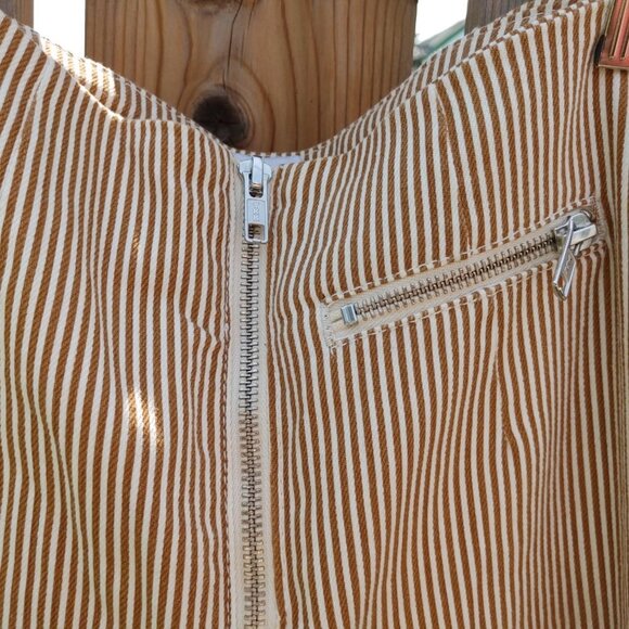 Urban Outfitters BDG Mustard Striped High Waisted Pants with Floral Hem W24 - Picture 10 of 10